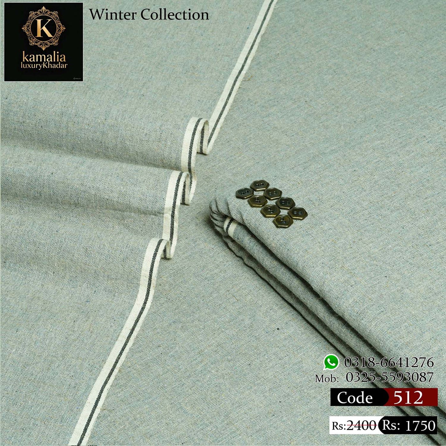 Kamalia Luxury Khaddar Handmade – Light Silver