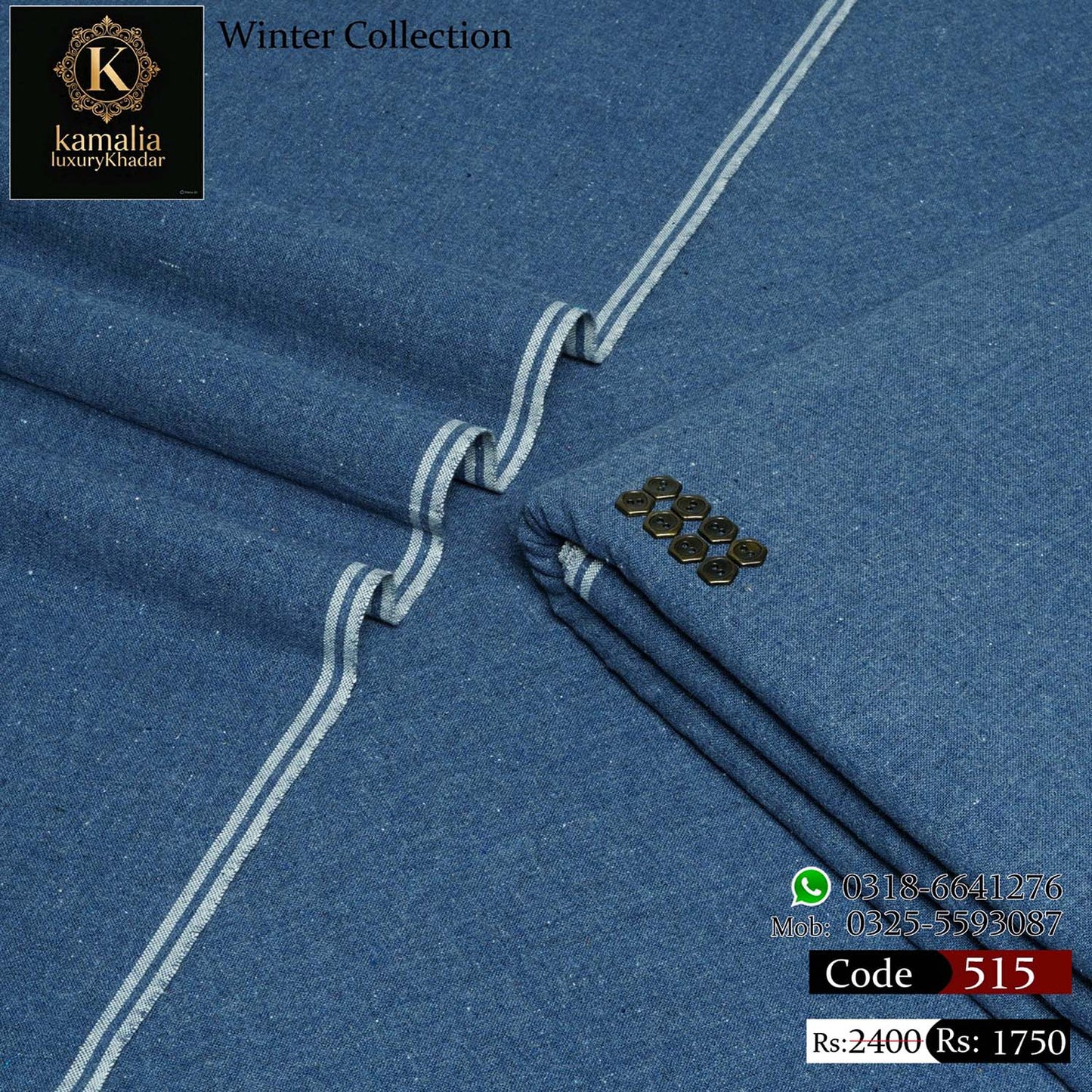 Kamalia Luxury Khaddar Handmade – Dark Blue