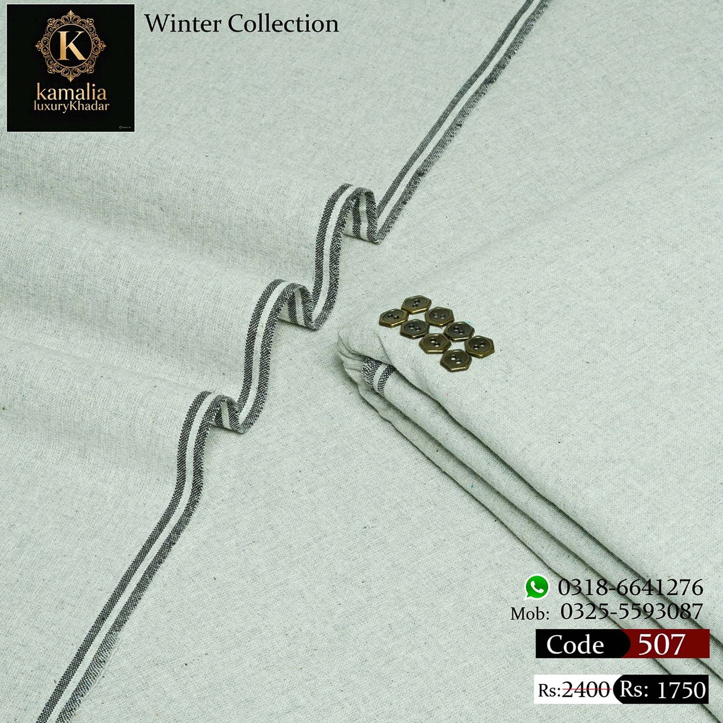 Kamalia Luxury Khaddar Handmade – Opal White