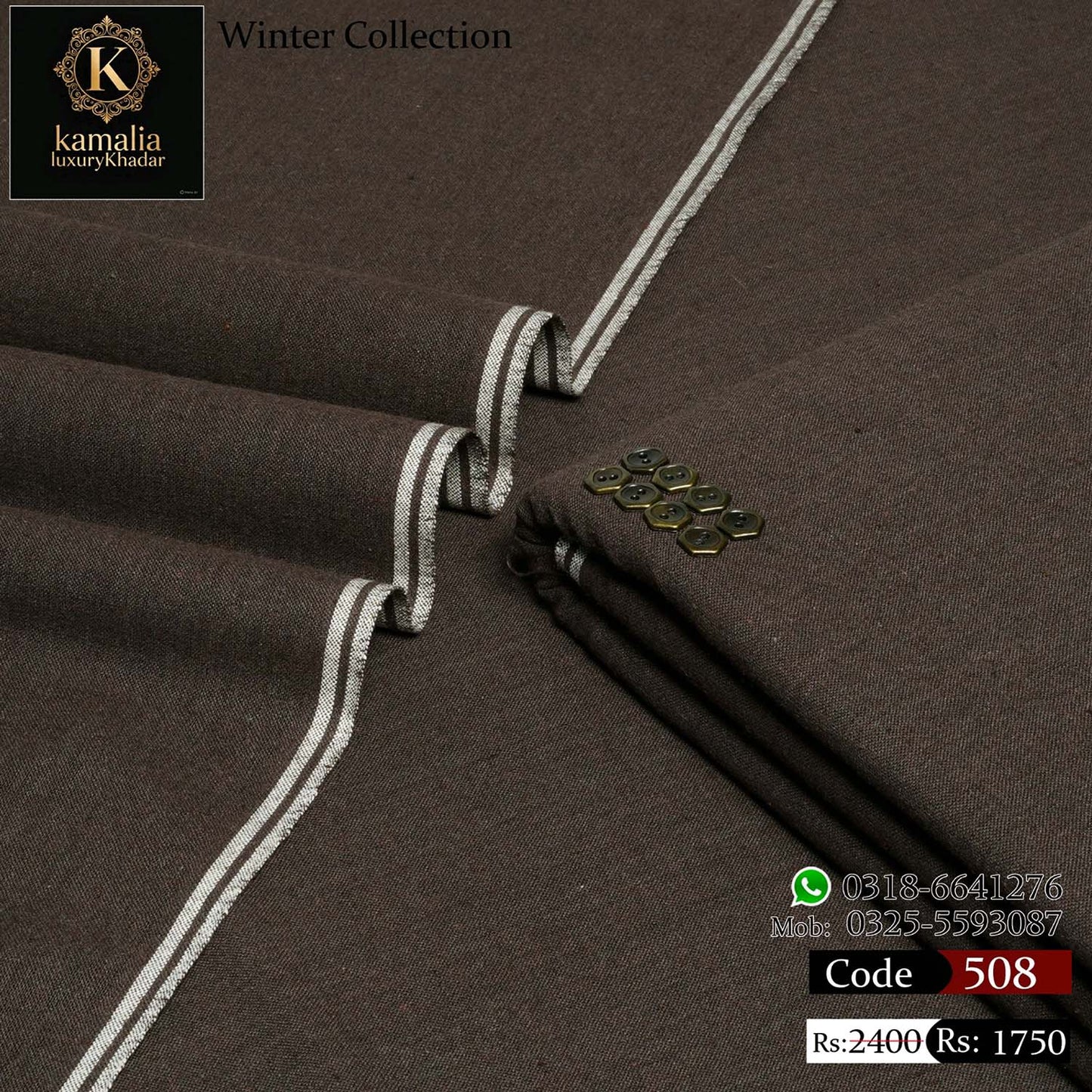 Kamalia Luxury Khaddar Handmade – Brown