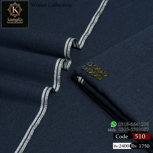 Kamalia Luxury Khaddar Handmade – Navy Blue