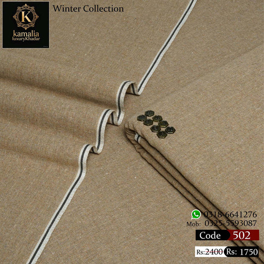 Kamalia Luxury Khaddar Handmade – Camel