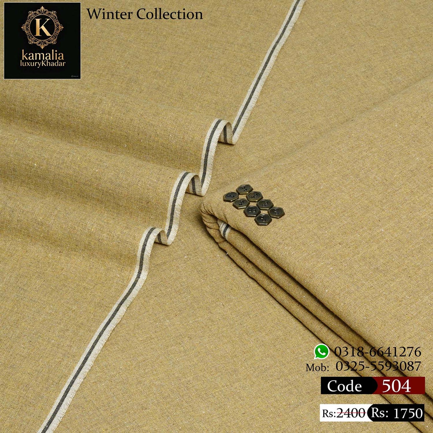 Kamalia Luxury Khaddar Handmade – Khaki