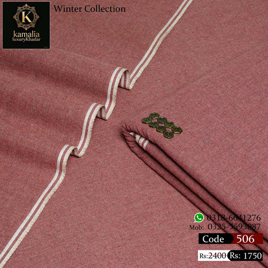 Kamalia Luxury Khaddar Handmade – Rust Maroon