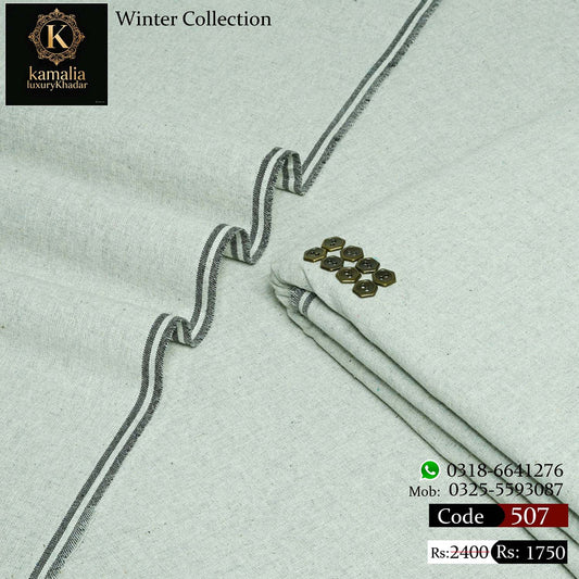 Kamalia Luxury Khaddar Handmade – Opal White